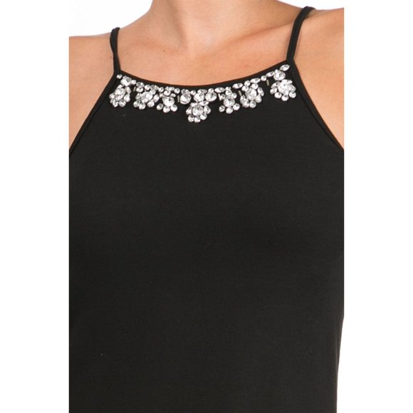 Women's High-Low Casual Tank Dress with Jewelry Detailed Chest - Elegant - Picture 5 of 8